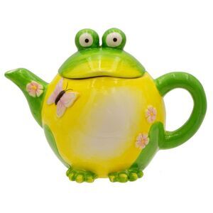 Radiant Treasures Ceramic Frog with Butterfly 16oz Teapot